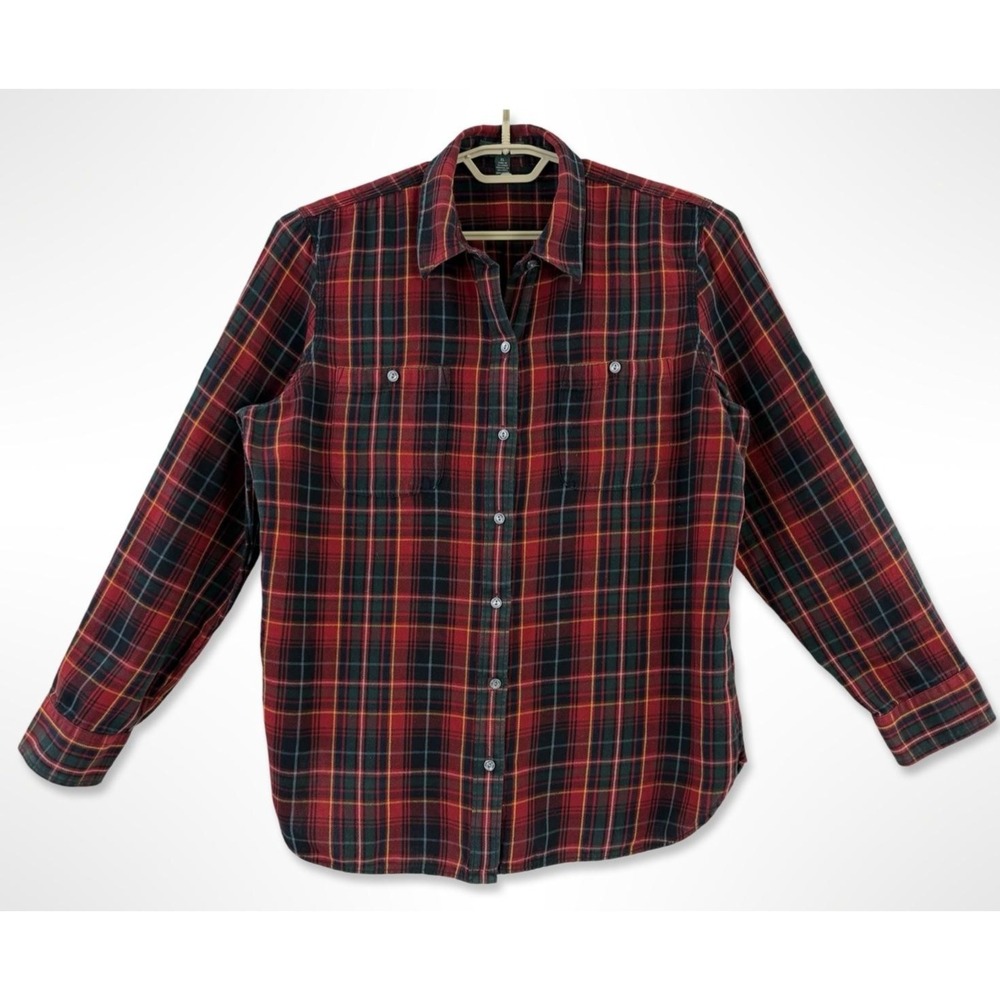 Lauren Jeans Co Ralph Lauren Womens XL Red Plaid Cotton Flannel Shirt